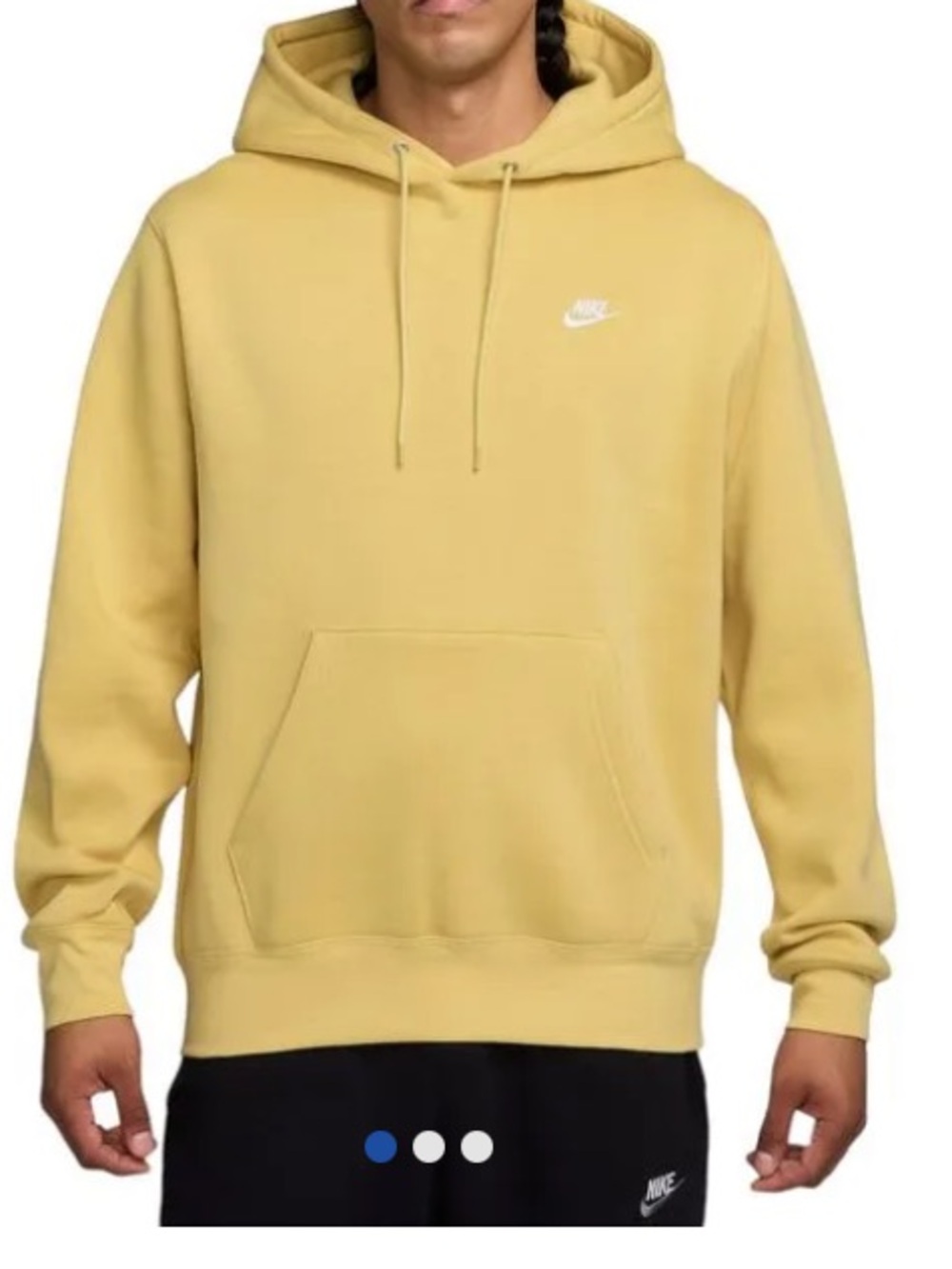 Nike Men's Yellow Pullover Club Hoodie Saturn Gold Small
